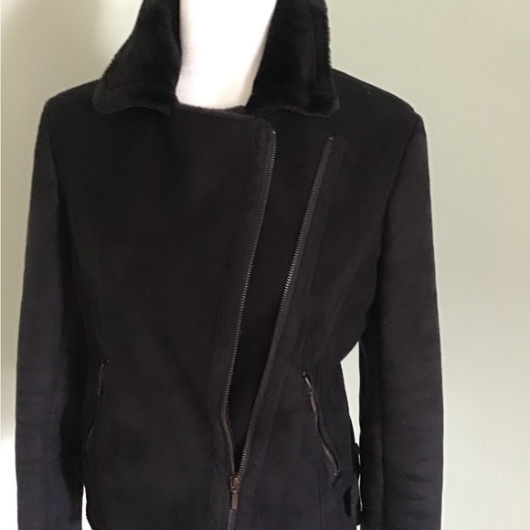 Suede jacket, Faux Shearling Suede jacket in black size S/P - Picture 4 of 9